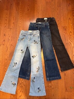 abercrombie kids Light Blue, Dark Blue & Black Flared Jeans Trio